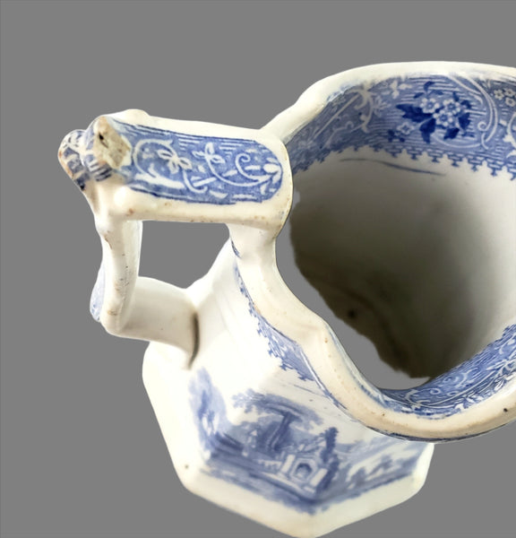 Antique Blue Transferware Creamer "Columbia" by W Adams & Sons England