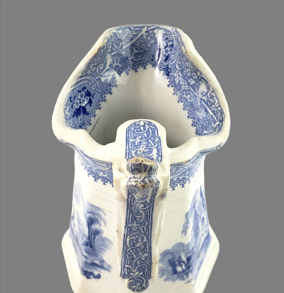 Antique Blue Transferware Creamer "Columbia" by W Adams & Sons England