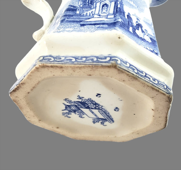 Antique Blue Transferware Creamer "Columbia" by W Adams & Sons England