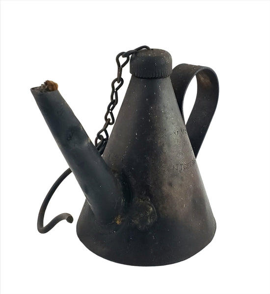 Antique Coal Miners Railroad Hanging Whale Oil Lamp Chain & Hook Pittsburgh PA