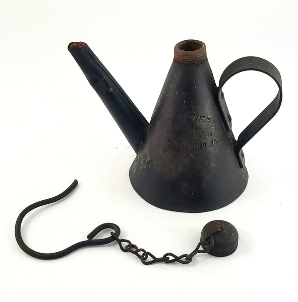 Antique Coal Miners Railroad Hanging Whale Oil Lamp Chain & Hook Pittsburgh PA