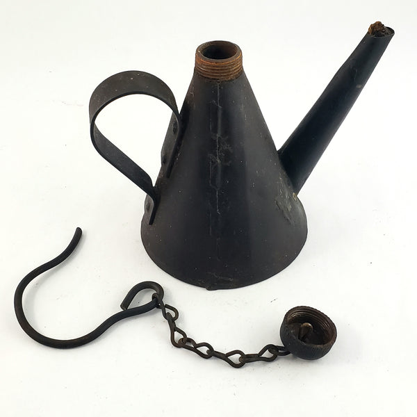 Antique Coal Miners Railroad Hanging Whale Oil Lamp Chain & Hook Pittsburgh PA