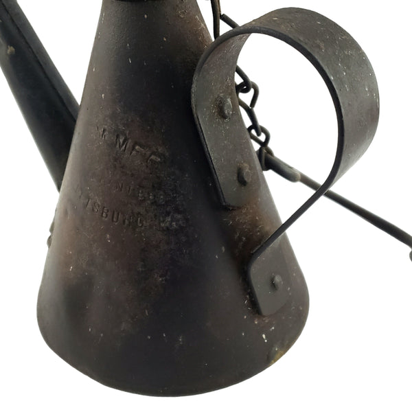 Antique Coal Miners Railroad Hanging Whale Oil Lamp Chain & Hook Pittsburgh PA