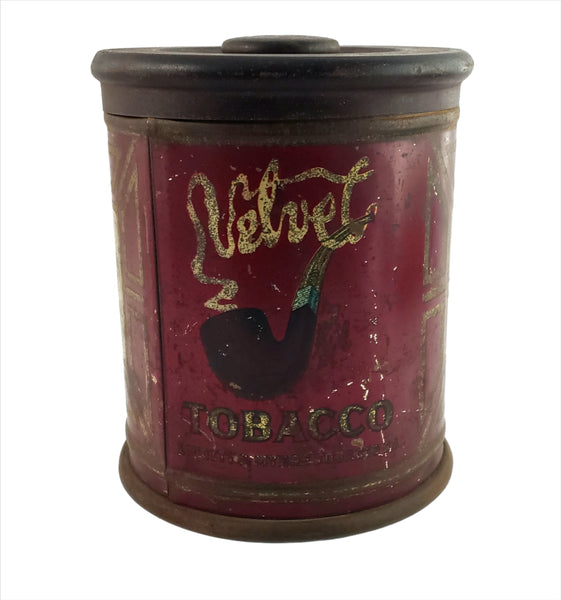 Antique Velvet Tobacco Tin Cylinder Early Smoke Logo by Liggett & Myers