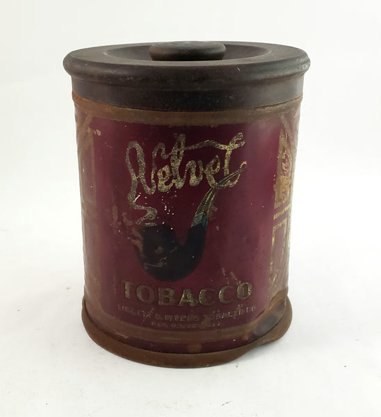 Antique Velvet Tobacco Tin Cylinder Early Smoke Logo by Liggett & Myers