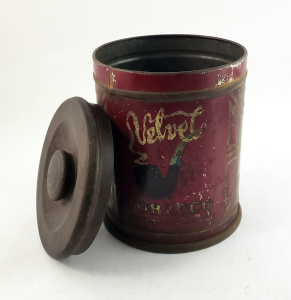 Antique Velvet Tobacco Tin Cylinder Early Smoke Logo by Liggett & Myers