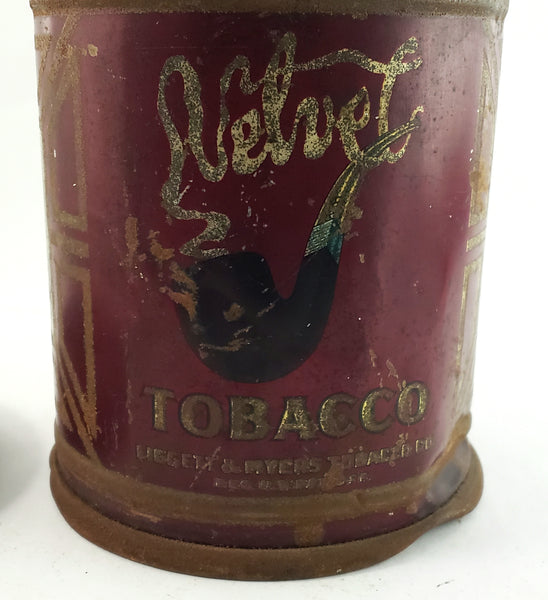 Antique Velvet Tobacco Tin Cylinder Early Smoke Logo by Liggett & Myers