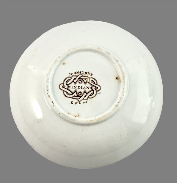 Antique English Ironstone Handleless Cup & Saucer "Indian" Pattern Livesley, Powell & Co.