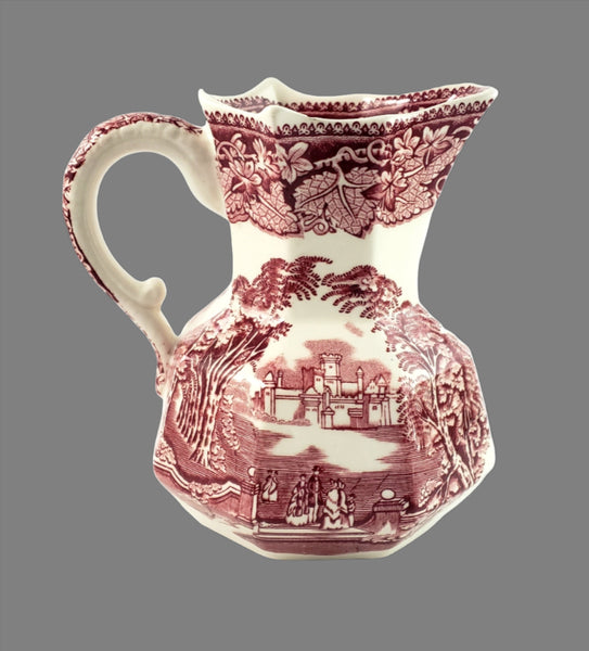 Mason's English Ironstone Red Transfer Creamer Jug and Dinner Plate