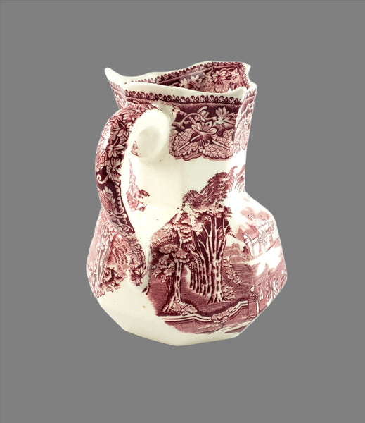 Mason's English Ironstone Red Transfer Creamer Jug and Dinner Plate
