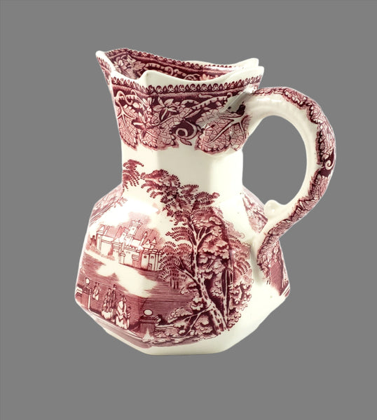 Mason's English Ironstone Red Transfer Creamer Jug and Dinner Plate