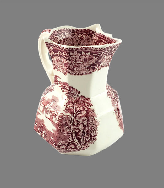Mason's English Ironstone Red Transfer Creamer Jug and Dinner Plate