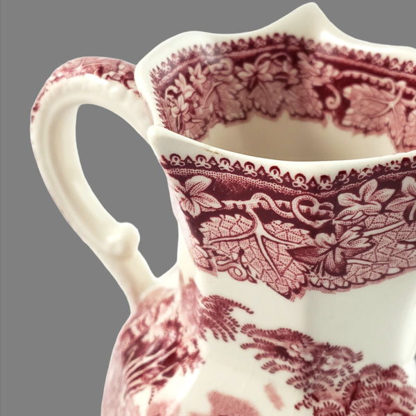 Mason's English Ironstone Red Transfer Creamer Jug and Dinner Plate