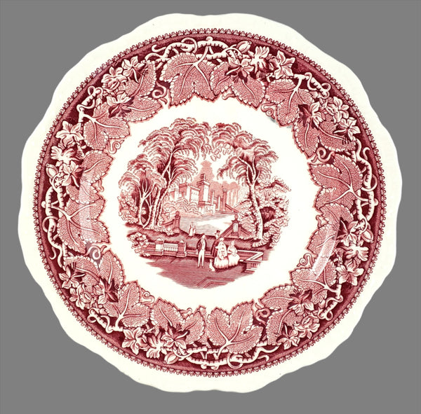 Mason's English Ironstone Red Transfer Creamer Jug and Dinner Plate
