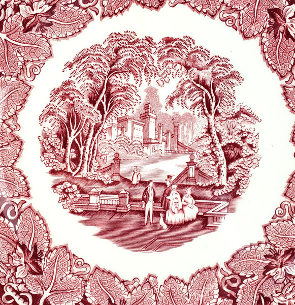 Mason's English Ironstone Red Transfer Creamer Jug and Dinner Plate