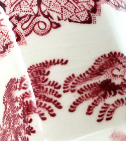 Mason's English Ironstone Red Transfer Creamer Jug and Dinner Plate