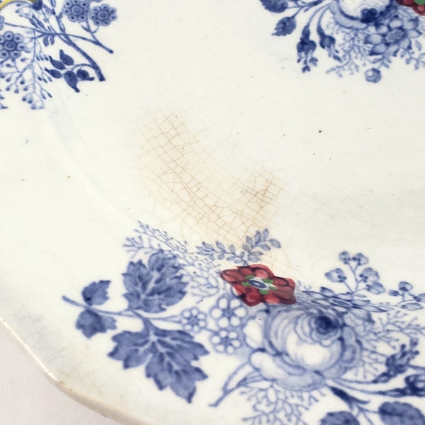 Antique English Transfer Princess Feather 3 Pc Handleless Cup, Saucer & Plate E. Challinor