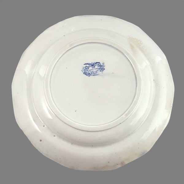 Antique English Transfer Princess Feather 3 Pc Handleless Cup, Saucer & Plate E. Challinor