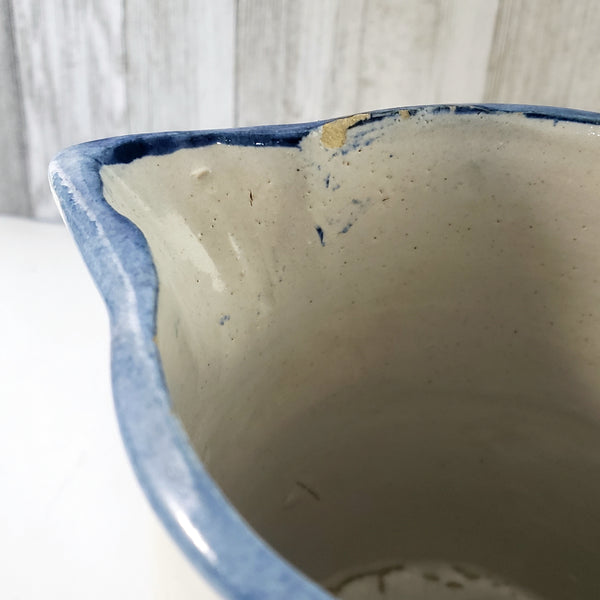 Old Farmhouse Stoneware Milk Pitcher Blue Stencil & Trim 6 Cups