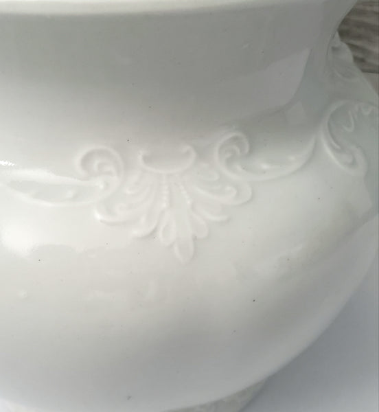 Antique Victorian White Ironstone Slop Jar Bucket Master Chamber Pot with Bail Handle