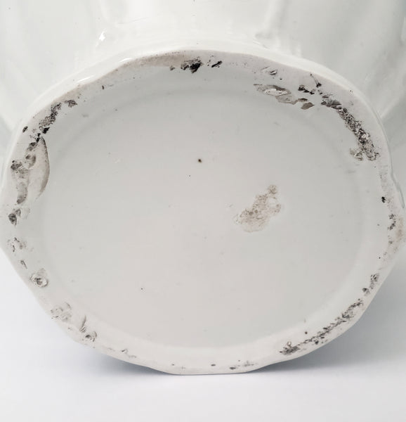 Antique Victorian White Ironstone Slop Jar Bucket Master Chamber Pot with Bail Handle