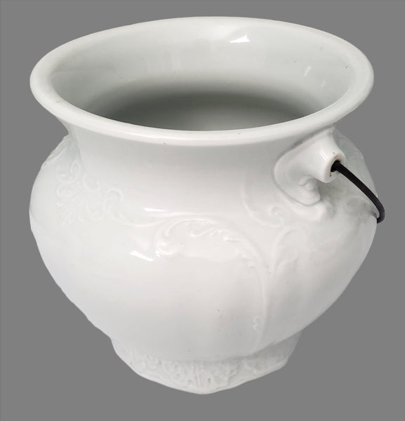 Antique Victorian White Ironstone Slop Jar Bucket Master Chamber Pot with Bail Handle