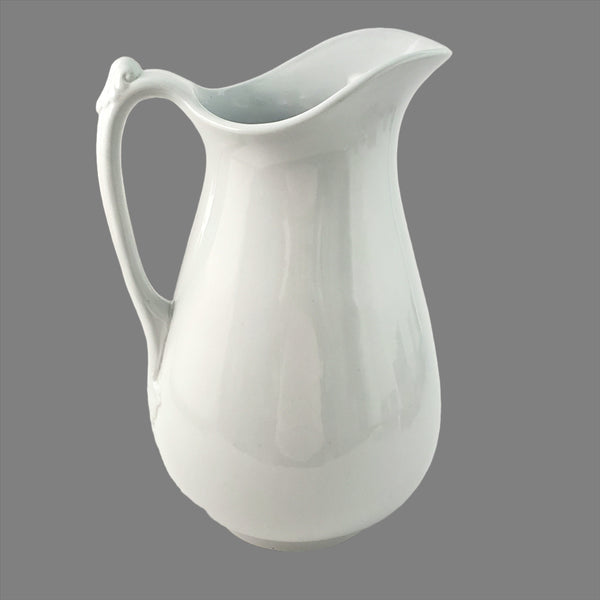 Antique White Ironstone Water Pitcher 11 1/2" by Richard Alcock Burslem, England