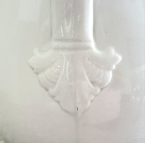 Antique White Ironstone Water Pitcher 11 1/2" by Richard Alcock Burslem, England
