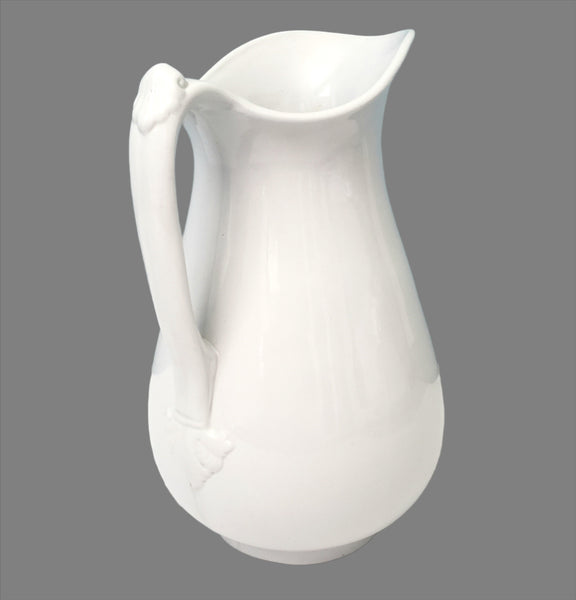Antique White Ironstone Water Pitcher 11 1/2" by Richard Alcock Burslem, England