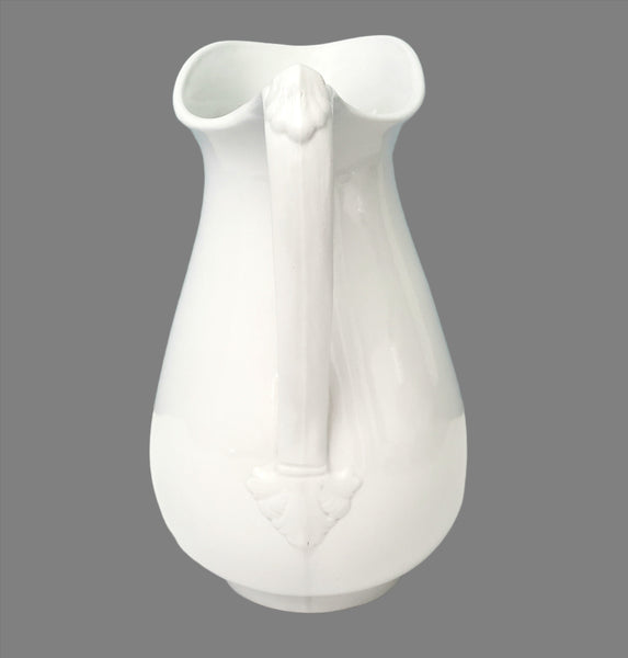 Antique White Ironstone Water Pitcher 11 1/2" by Richard Alcock Burslem, England