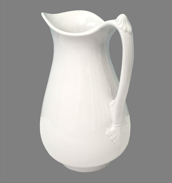 Antique White Ironstone Water Pitcher 11 1/2" by Richard Alcock Burslem, England