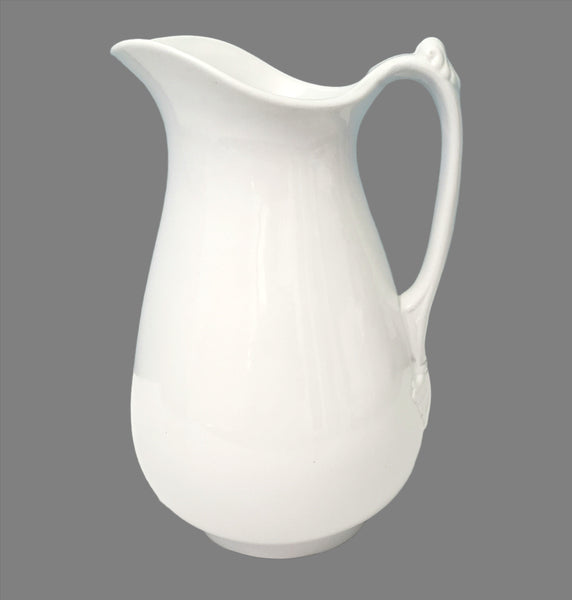 Antique White Ironstone Water Pitcher 11 1/2" by Richard Alcock Burslem, England