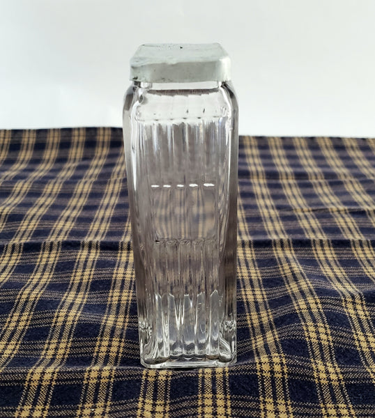 Antique Hoosier Cabinet Rectangular Glass Mission Spice Jar Blank Label Circa 1912
