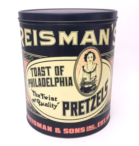 Vintage Reisman's Large Metal Pretzel Tin 12" Philadelphia PA 