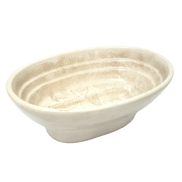 Antique White Stoneware Pudding Jelly Mold Corn Cob Imprint Primitive Farmhouse Kitchen Décor