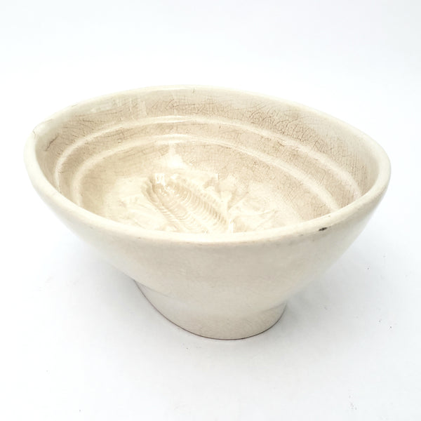 Antique White Stoneware Pudding Jelly Mold Corn Cob Imprint Primitive Farmhouse Kitchen Décor