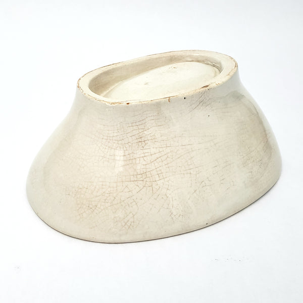 Antique White Stoneware Pudding Jelly Mold Corn Cob Imprint Primitive Farmhouse Kitchen Décor