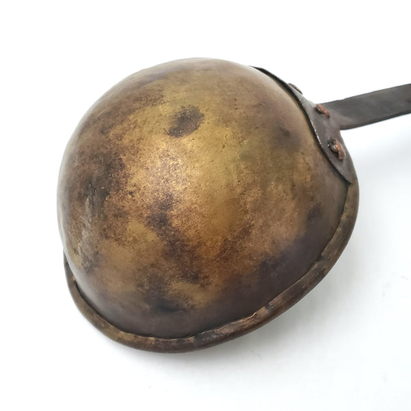 Antique Hand Forged Wrought Iron & Brass Ladle Dipper 19" Hook Hanger
