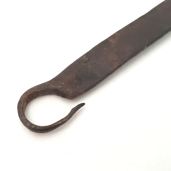 Antique Hand Forged Wrought Iron & Brass Ladle Dipper 19" Hook Hanger