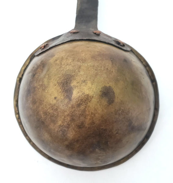 Antique Hand Forged Wrought Iron & Brass Ladle Dipper 19" Hook Hanger