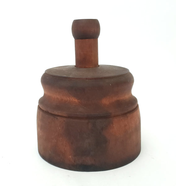 Antique Wooden Butter Mold Press Leaf and Acorn Plunger Style