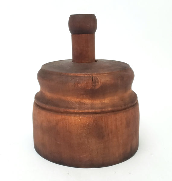 Antique Wooden Butter Mold Press Leaf and Acorn Plunger Style