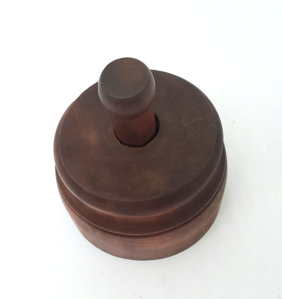 Antique Wooden Butter Mold Press Leaf and Acorn Plunger Style