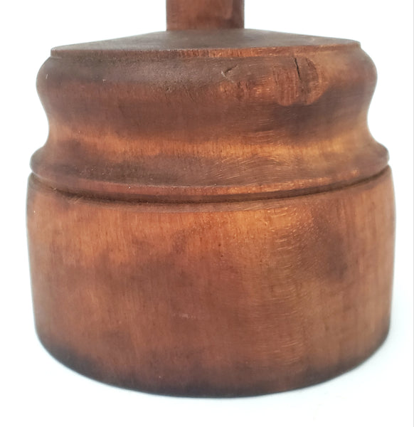 Antique Wooden Butter Mold Press Leaf and Acorn Plunger Style