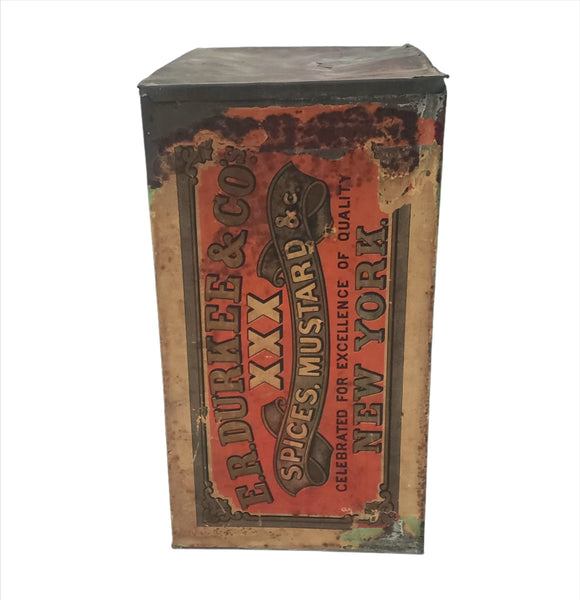 Old Large General Store ER DURKEE Spice Pepper Tin Canister 10 1/2" New York