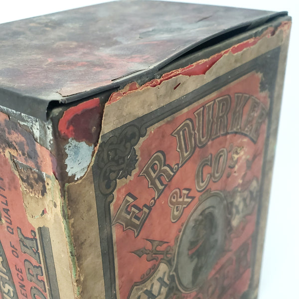 Old Large General Store ER DURKEE Spice Pepper Tin Canister 10 1/2" New York