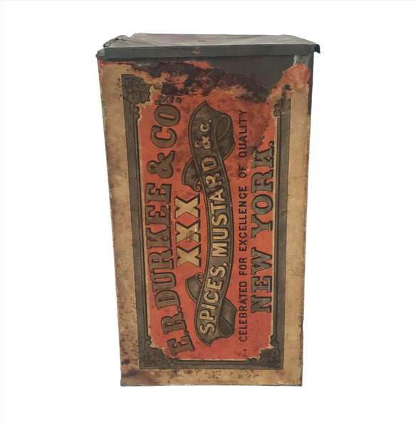Old Large General Store ER DURKEE Spice Pepper Tin Canister 10 1/2" New York