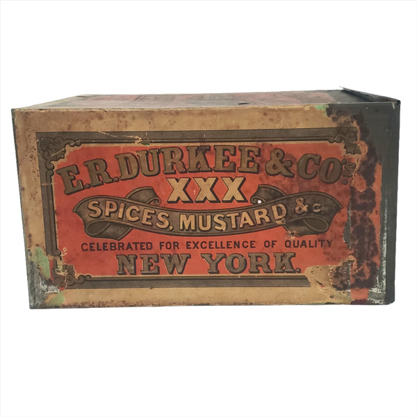 Old Large General Store ER DURKEE Spice Pepper Tin Canister 10 1/2" New York