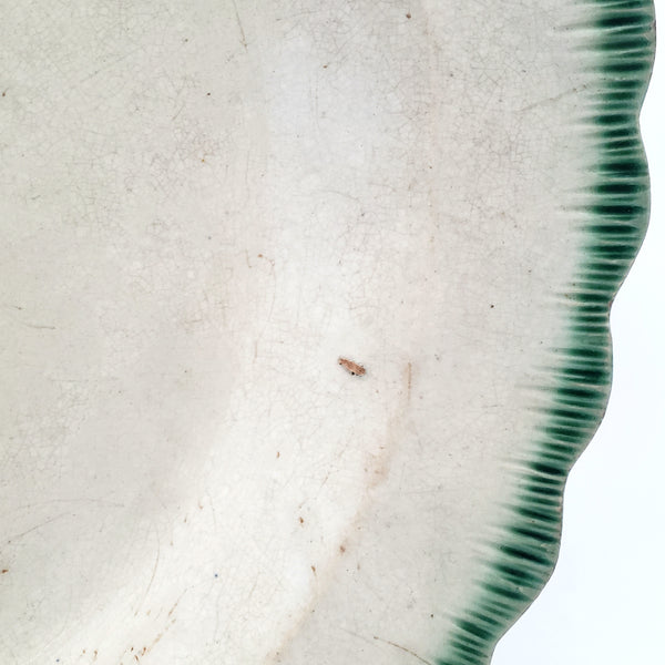 Early 19th Century Green Feather Edge Oval Platter 15 1/2" Creamware