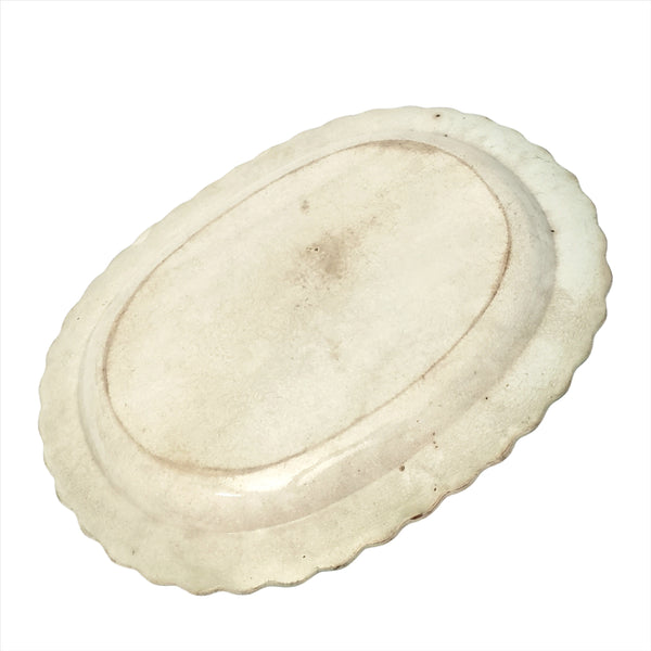 Early 19th Century Green Feather Edge Oval Platter 15 1/2" Creamware